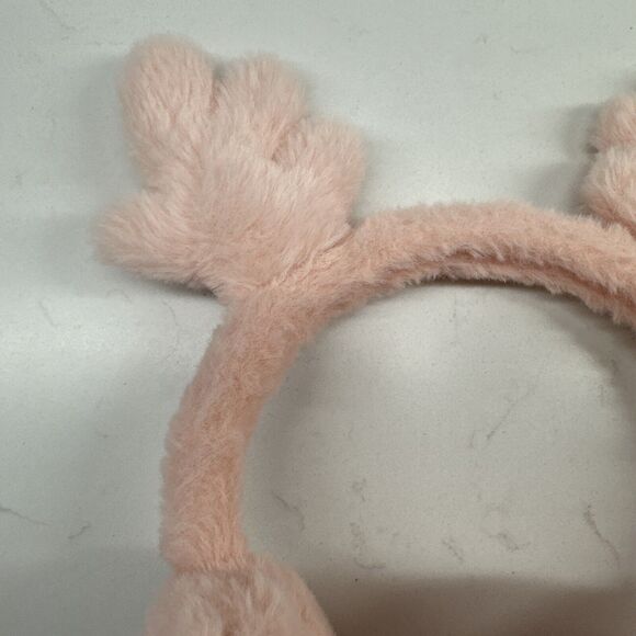 Pink Fur Reindeer Antler Ear Muffs Warmers - Picture 4 of 9